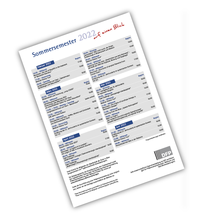 Plakat Semesterüberblick 2022 der Gesellschaft der Ärzte