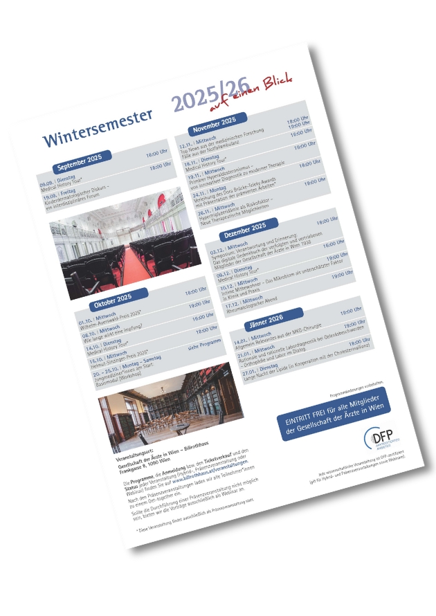 Überblick Wintersemester 2025/26 der Gesellschaft der Ärzte in Wien
